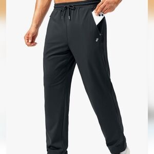 NWT Pudolla Men's Athletic Pants with Zipper Pockets Dark Grey